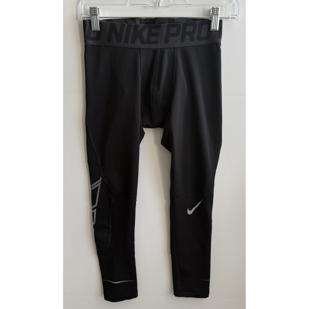 Nike Pro Leggings‎ Men's Large Black Logo Sportswear Compression Gym Training